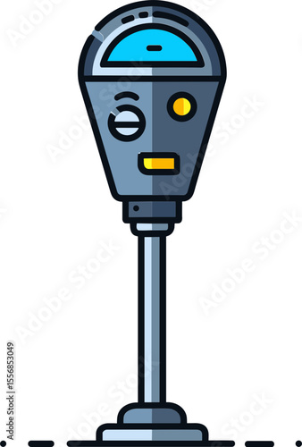 Digital parking meter with blue display and payment options  