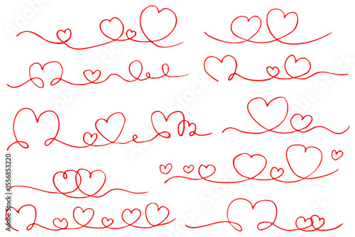 手書きのハートの線のイラスト素材　ベクター