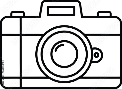 Outline Camera Illustration with Lens and Buttons