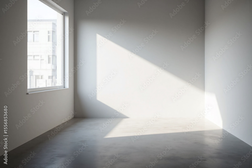 Obraz premium empty room with a white wall and a window