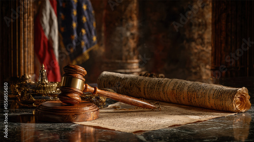Symbolic Representation of U.S. Senate Passing the 'Big and Beautiful' Act – Legal Documents and Government Symbols