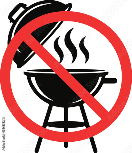 No grill vector sign, bbq forbidden icon