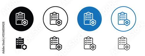 set of colored pixel perfect Medical insurance icon 1 unexanded, 1 silhouette. Medical insurance icon for healthcare and patient coverage.