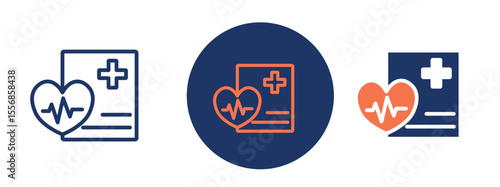 set of colored pixel perfect Medical insurance icon 1 unexanded, 1 silhouette. Health policy icon symbolizing medical insurance protection.