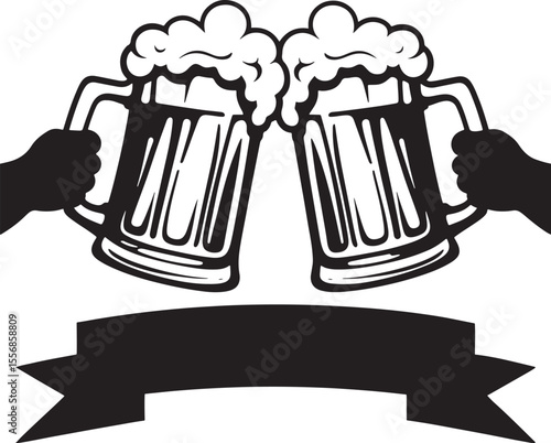 Vector silhouette beer glass design for celebration, party, celebration, pub, festival, new year and drink themed decoration.