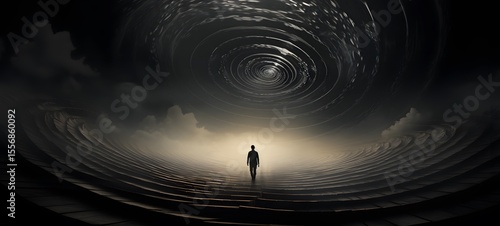 pop surreal unreal silhouettes spiral towards cleric,ai generatif