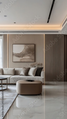 Wallpaper Mural Modern Beige Living Room Interior. (3) Torontodigital.ca