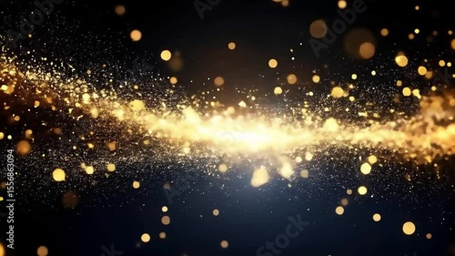 Wallpaper Mural Elegant abstract gold sparkles and glitter dust move across a dark space background, shining beautifully Torontodigital.ca