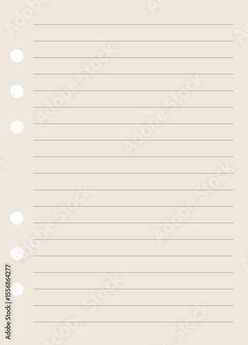 Lined Paper Sheet Note with Binder Holes, Memo, SVG Vector, Scrapbooking, Paper Craft, Vintage Junk Journal Ephemera, Collage Supply