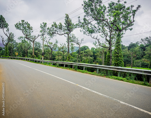 Canvas Print Ghat road section along the tea plantation, Poopara Photo and View Point, Kerala