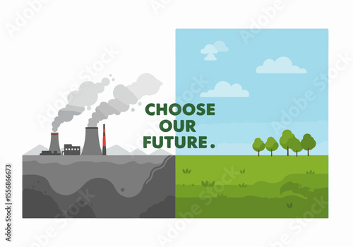 Choose Our Future: A Visual Representation of Environmental Choice, Contrasting Pollution and Nature