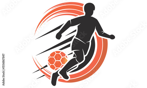 Soccer players running after the ball