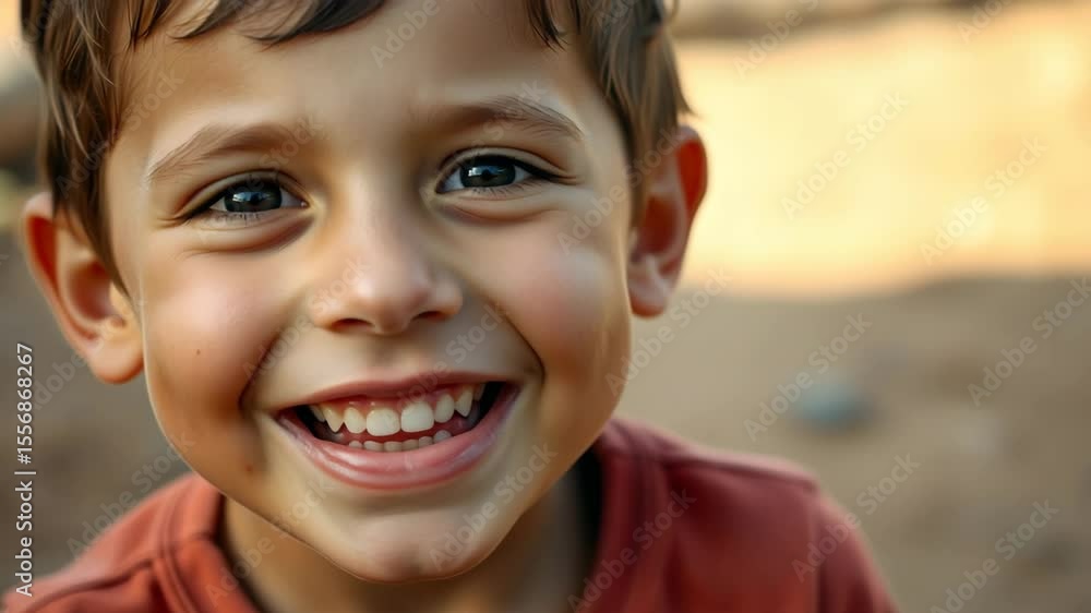 Young boy smiling brightly outdoors in natural sunlight Young boy smiling brightly outdoors in natural sunlight