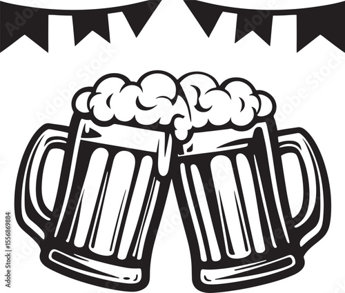 Vector silhouette beer glass design for celebration, party, celebration, pub, festival, new year and drink themed decoration.