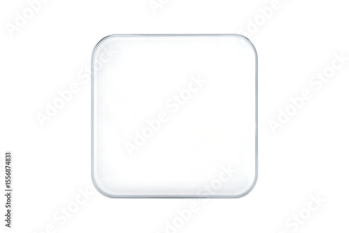 Square Clear Glass Plate with Rounded Corners Isolated on Transparent Background