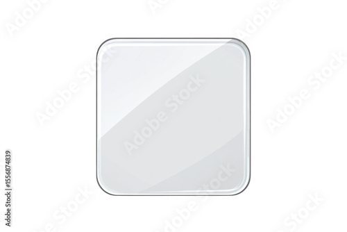 Square Clear Glass Plate with Rounded Corners Isolated on Transparent Background