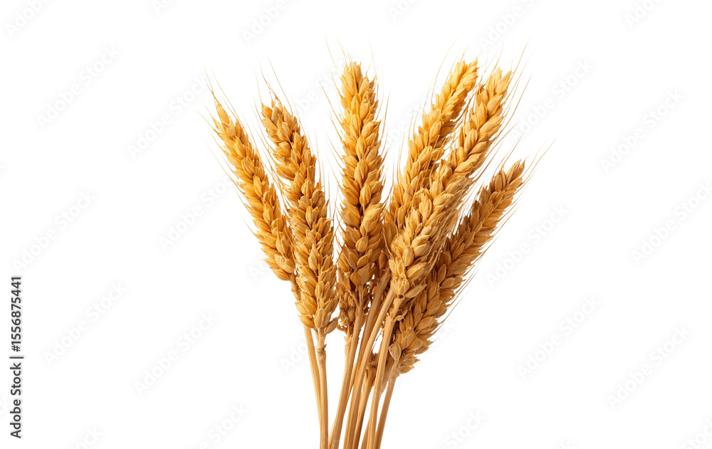 Fototapeta premium Golden wheat stalks with ripe grains isolated on transparent background