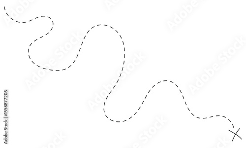 Treasure map element. the treasure map with a dotted line, dashed line and X mark vector icon isolated on transparent background. EPS 10