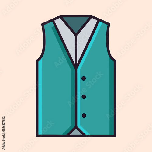 Stylized vector illustration of a teal waistcoat with a simple background