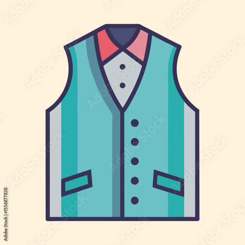 Stylish teal waistcoat with buttons and pockets on a light background