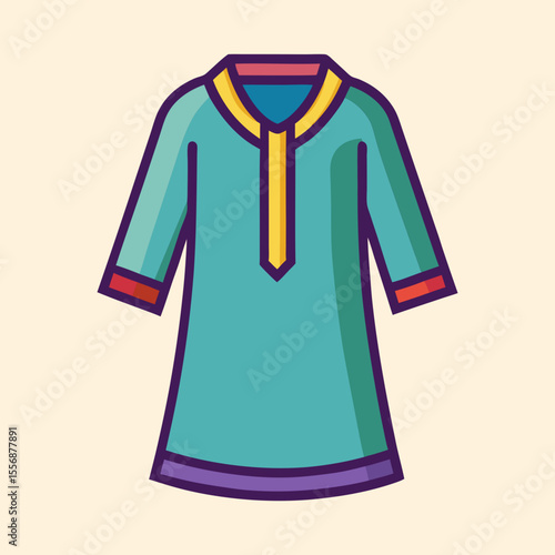 Vibrant and Stylish Kurta Shirt Design with Detailed Bordering and Accents