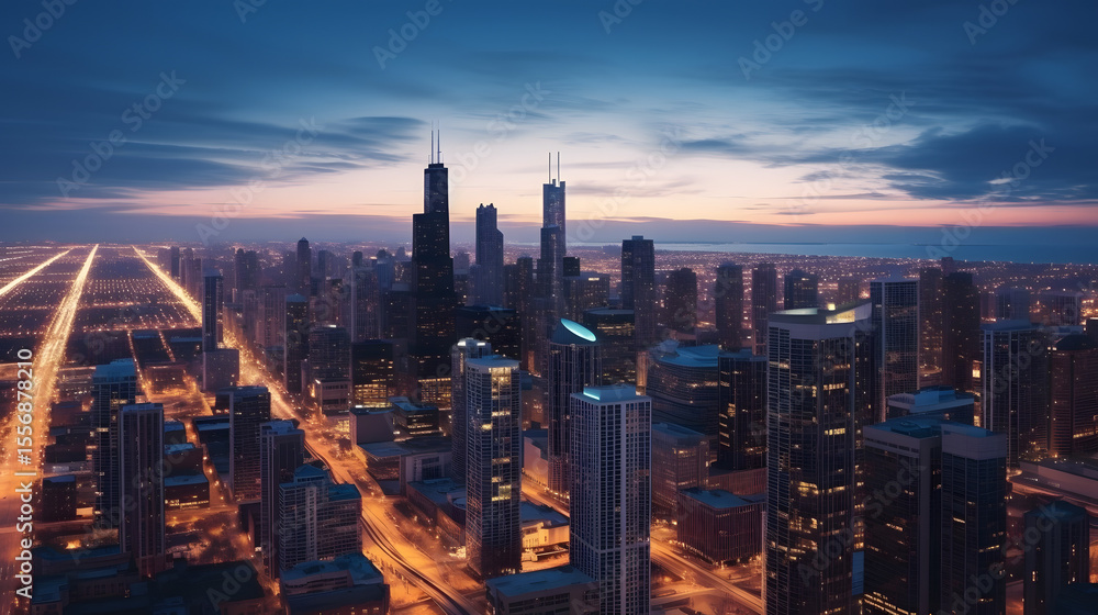 Fototapeta premium manhattan skyline at sunset