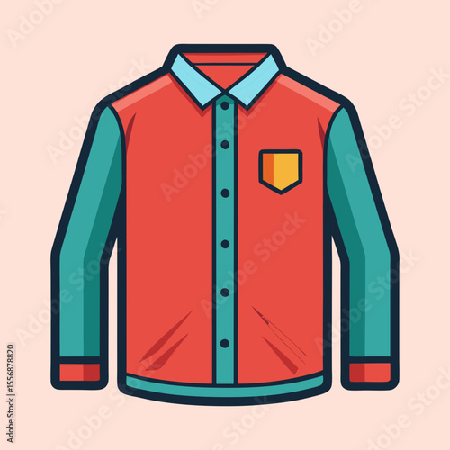 Illustration of a long sleeved button down shirt with a pocket