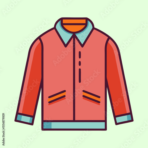 Illustration of a stylish collared jacket with pockets and button details