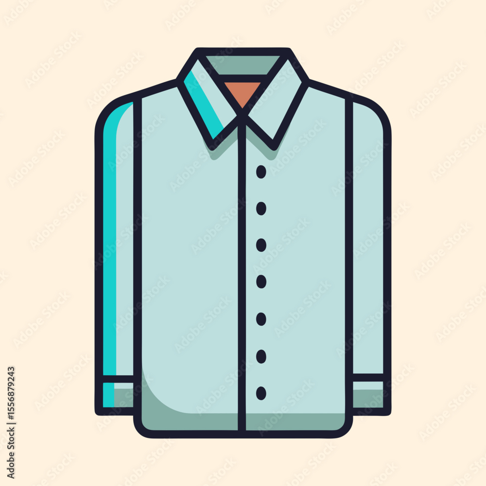 Stylized Light Blue ButtonDown Shirt with Dark Trim and Beige Background Stylized Light Blue ButtonDown Shirt with Dark Trim and Beige Background