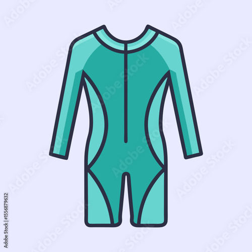 Teal wetsuit for swimming, surfing, diving and watersports activities icon