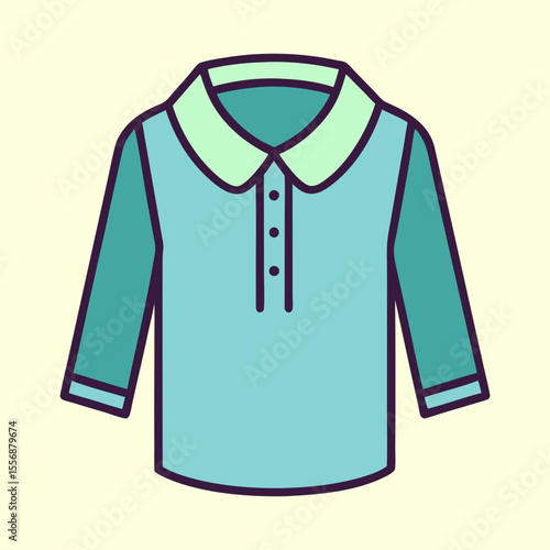Elegant long sleeved polo shirt with contrast collar in soft tones