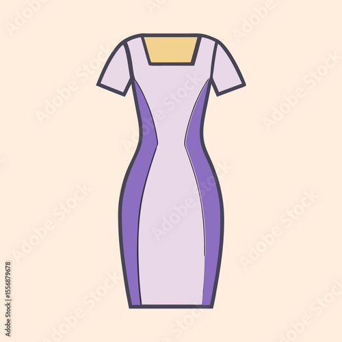 A stylish lavender sheath dress with short sleeves and defined silhouette