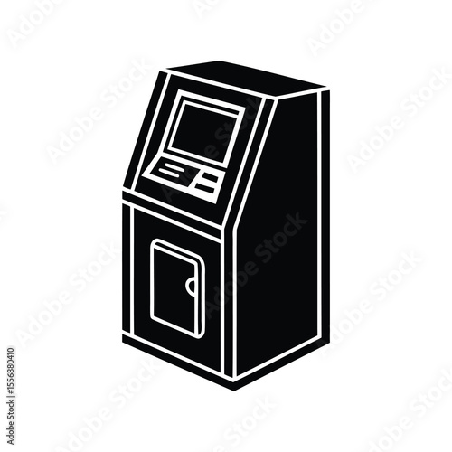 Simplified graphic illustration of a standalone automated teller machine in black