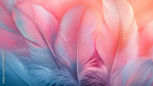 Dreamy pink and blue feather texture.
Light and airy feather close-up.