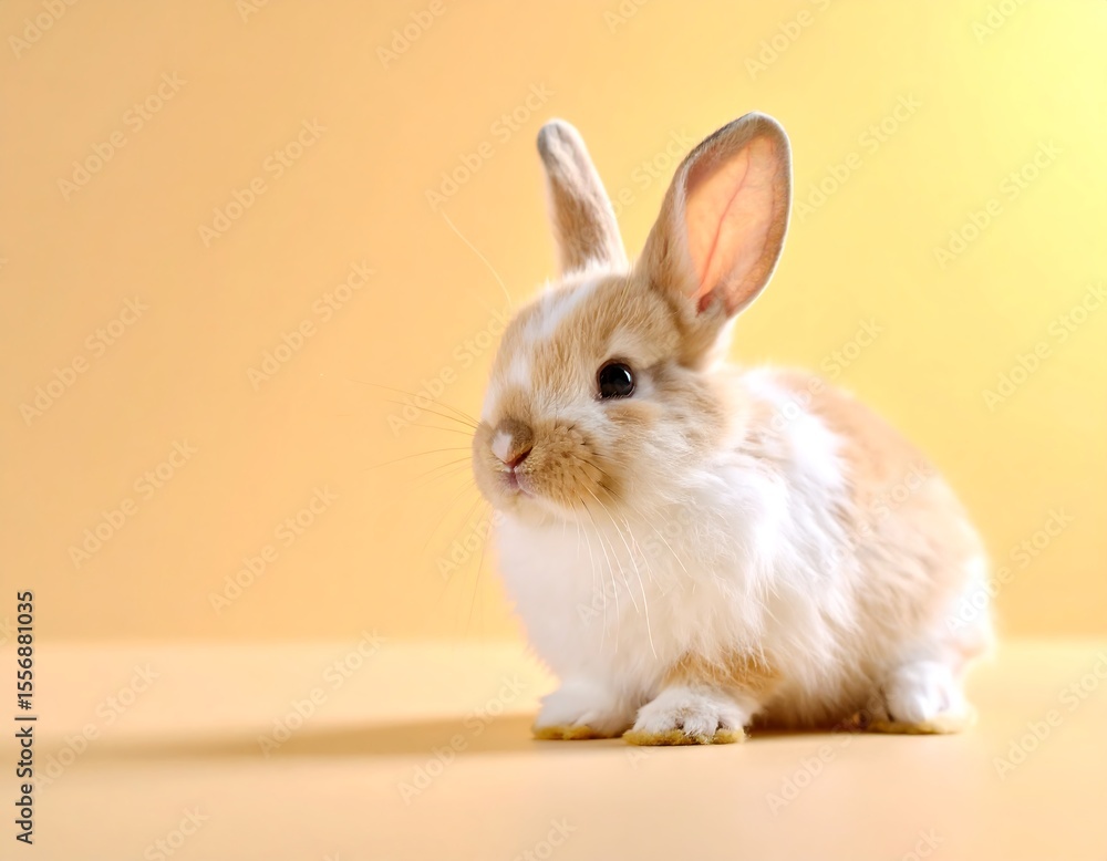 Obraz premium Cute bunny on pastel background