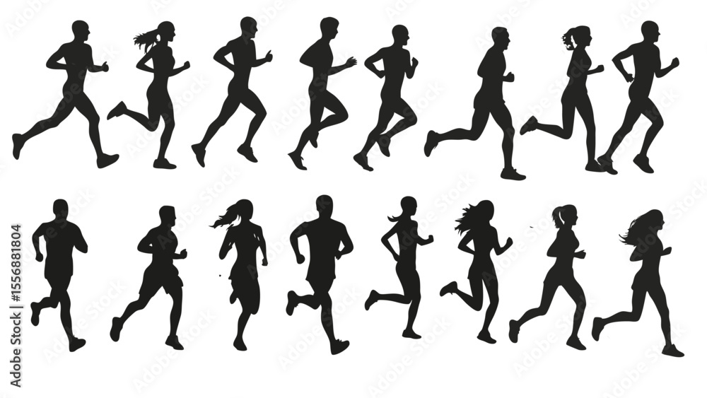 Fototapeta premium vector silhouettes of running people
