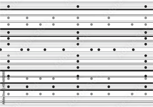 Abstract horizontal lines pattern with scattered black and grey dots, resembling musical notation or data visualization.