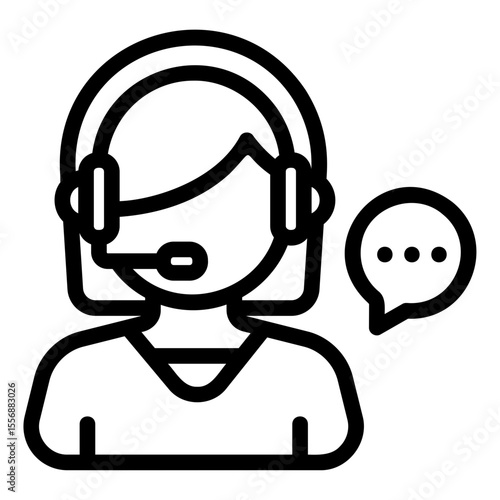 call center agent Line Icon