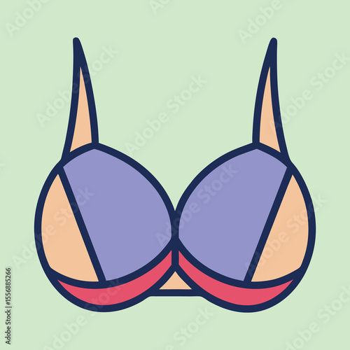 Minimalist bra illustration with pastel colors and dark outlines creating a simple design