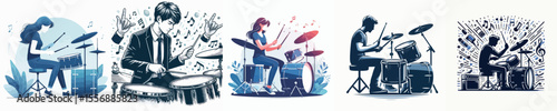 vector image of a person playing drums on a white background