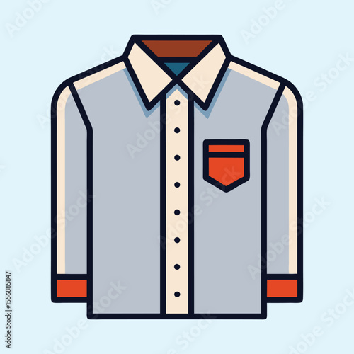 Illustration of a long sleeve shirt with a chest pocket design