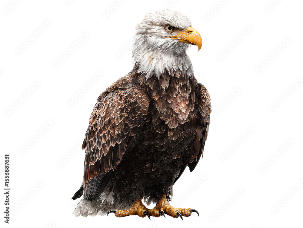 Obraz premium Bald Eagle, photorealistic, isolated on transparent background