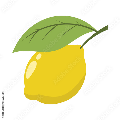 Lemon With Green Leaf Graphic Illustration