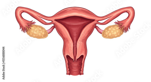 Detailed Illustration of the Female Reproductive System with Focus on Anatomy