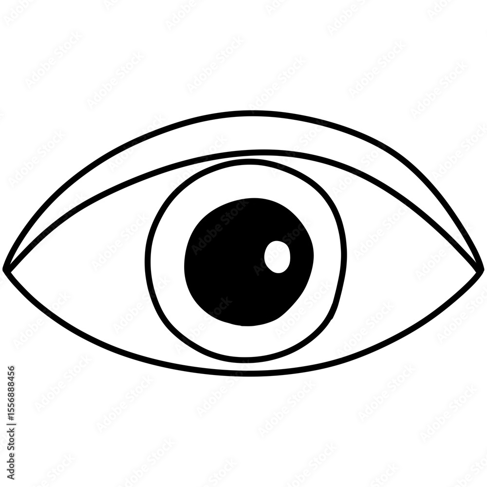 Hand drawn cartoon eye illustration outline Hand drawn cartoon eye illustration outline