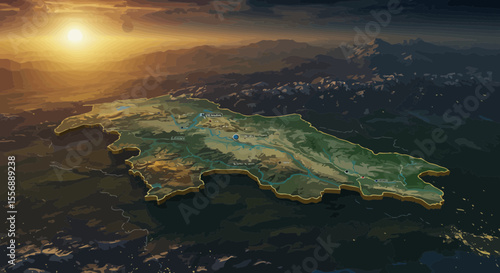Punjab region in south asia stylized 3d rendering from the isometric perspective
