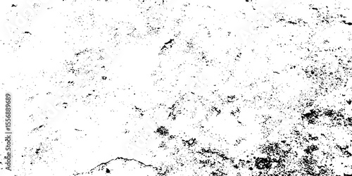Distress grunge urban overlay spotted concrete grain surface grainy noise rust wall grunge black splatter and white background. damaged chalk crack rough ink wall texture.	