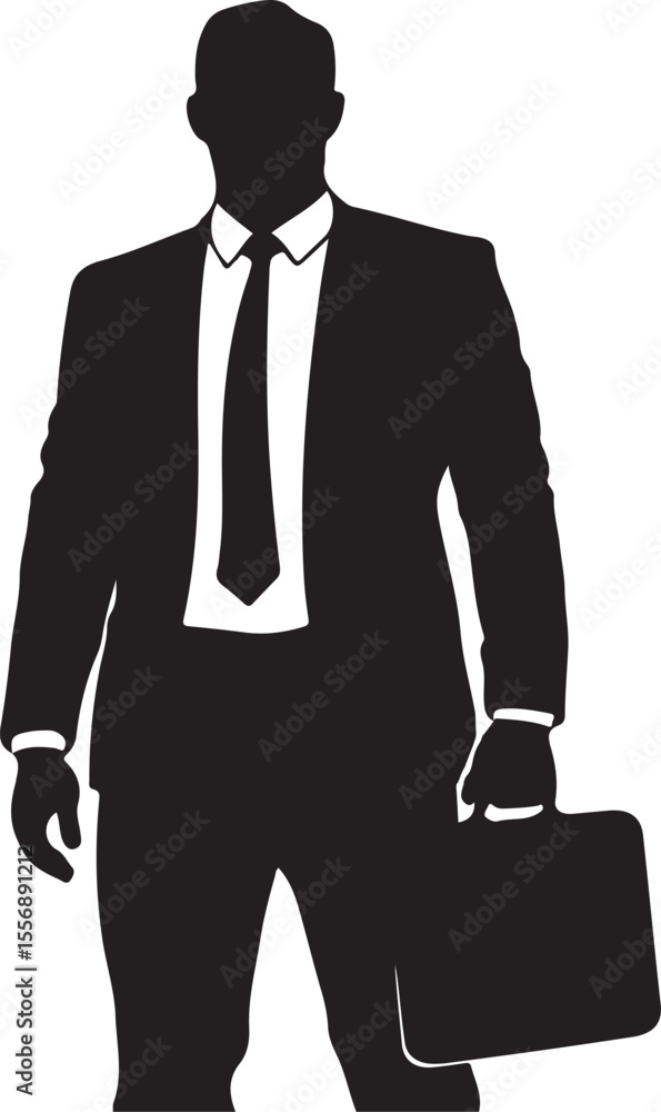 Silhouette of Businessman with Briefcase Professional, Corporate Image Silhouette of Businessman with Briefcase Professional, Corporate Image