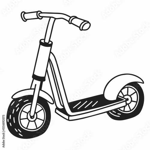 Scooter, child's scooter, push scooter, kids scooter, two-wheeled scooter, scooter illustration, kid's toy, children's toy, play, fun, childhood, transport, vehicle, ride-on. generative AI