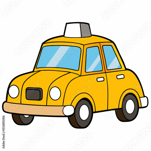 An illustrated yellow taxi stands alone, inviting passengers for a smooth ride, rendered with clean lines and vibrant colors, and ready for transportation. generative AI